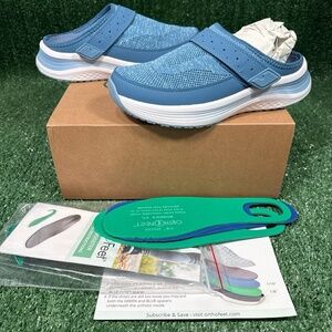 NWB OrthoFeet Iris Orthotic Arch Support Blue Clogs Mules Womens Size‎ 6.5